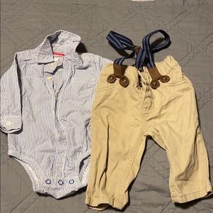 Carter’s 3 month boys dress outfit with suspenders